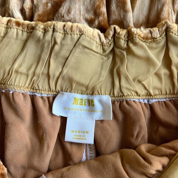 Maeve Anthropologie Velvet Wide Leg Gold Pants Womens Medium - Picture 2 of 3